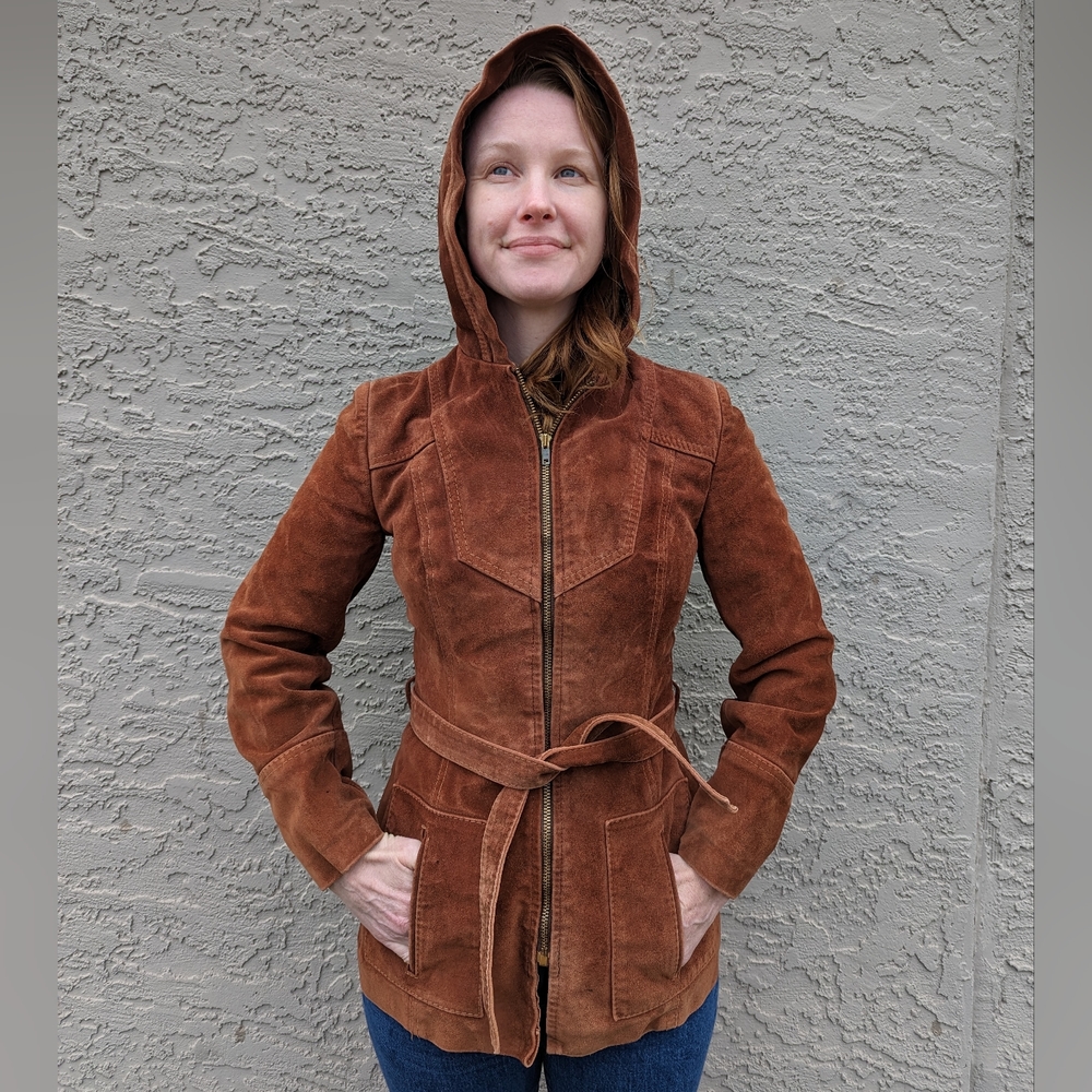 Vintage hooded 1970s Suede Jacket
